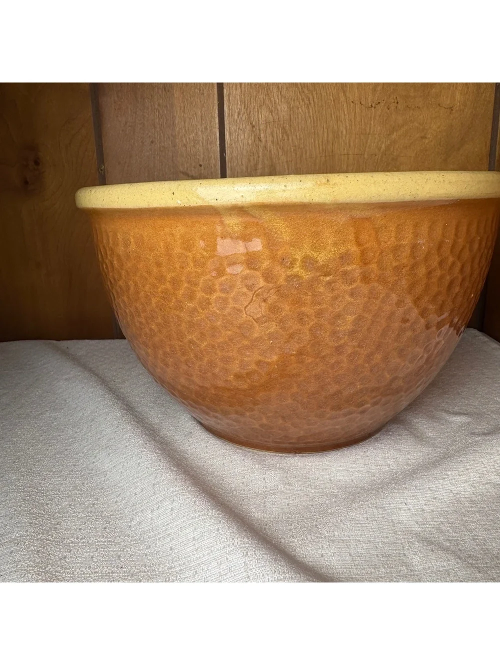 Vintage Watt Pottery KLA HAM’RD Mixing Bowl Yellow Ware Stoneware 10 Inch